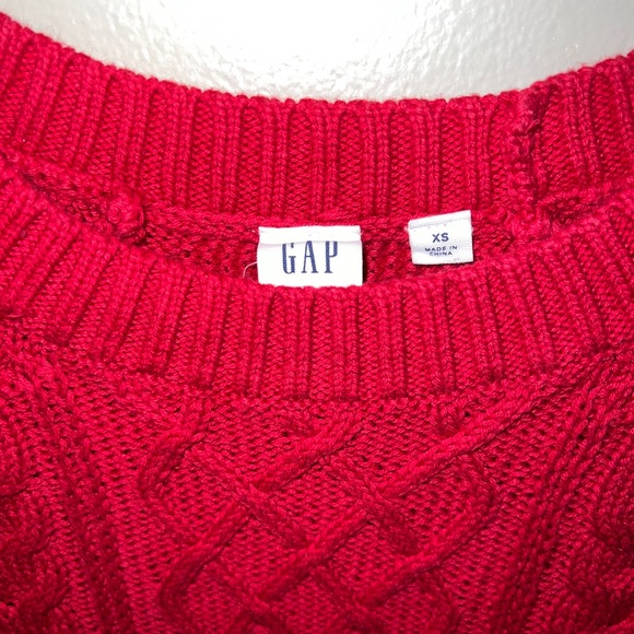 GAP Cable Knit Red Sweater- Size: X-Small - Picture 3 of 4